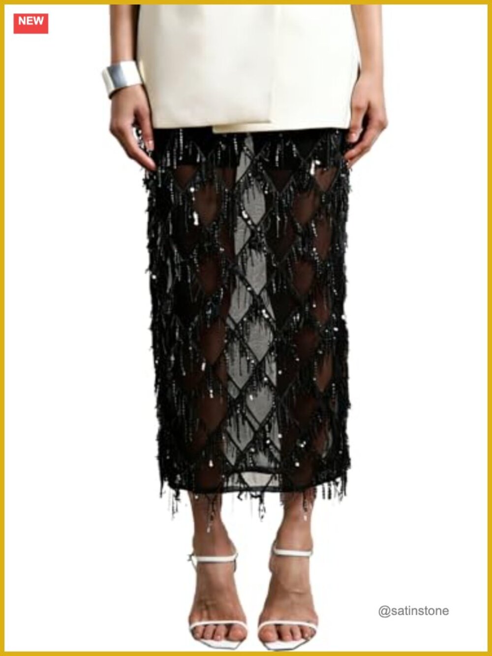 Fringe Sequin Sheer Pencil Skirt Cover Up Night Out